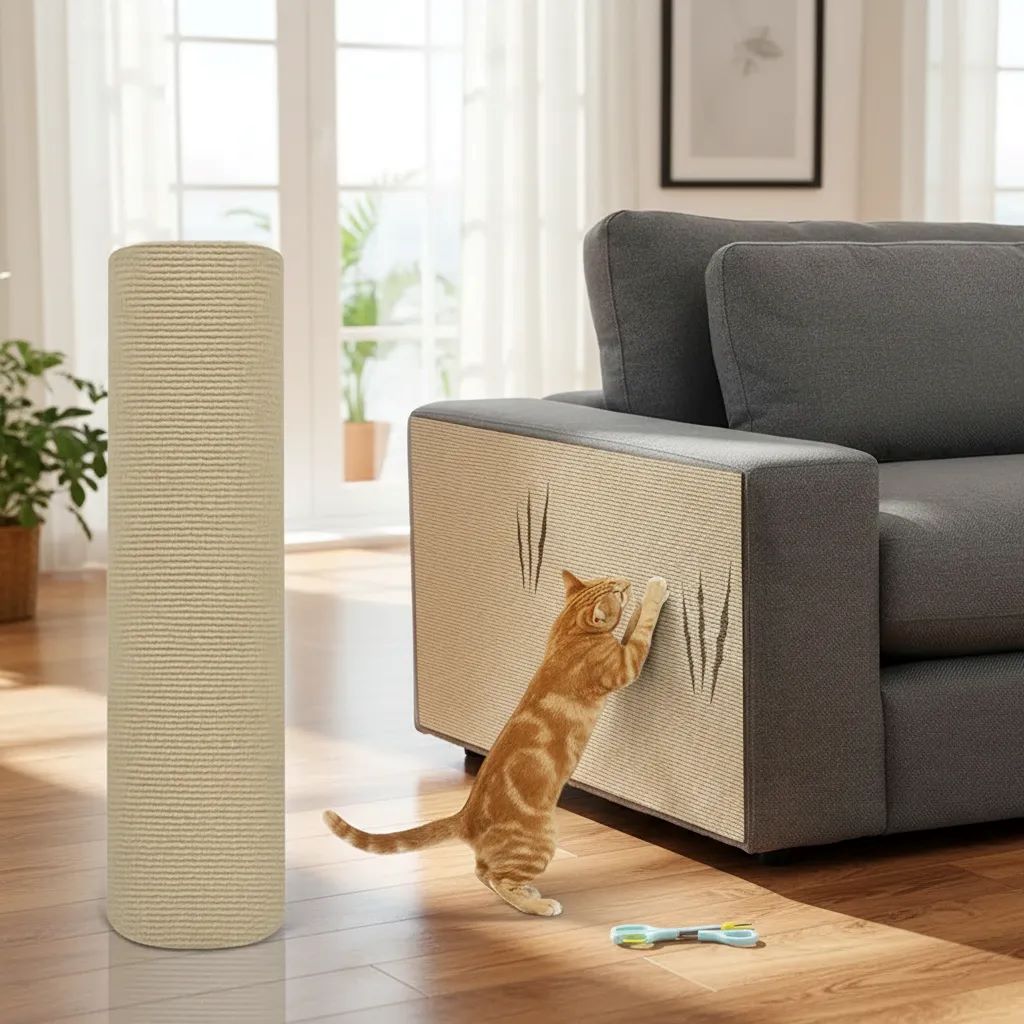 Rascador adhesivo para gatos protector de sofá | Beige 30 × 60 cm