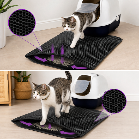 Alfombra Atrapa Arena para Gatos — Doble Capa Antideslizante