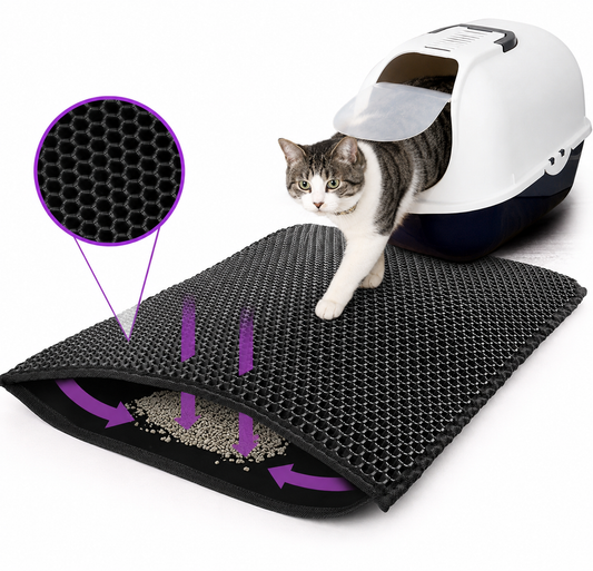 Alfombra Atrapa Arena para Gatos — Doble Capa Antideslizante