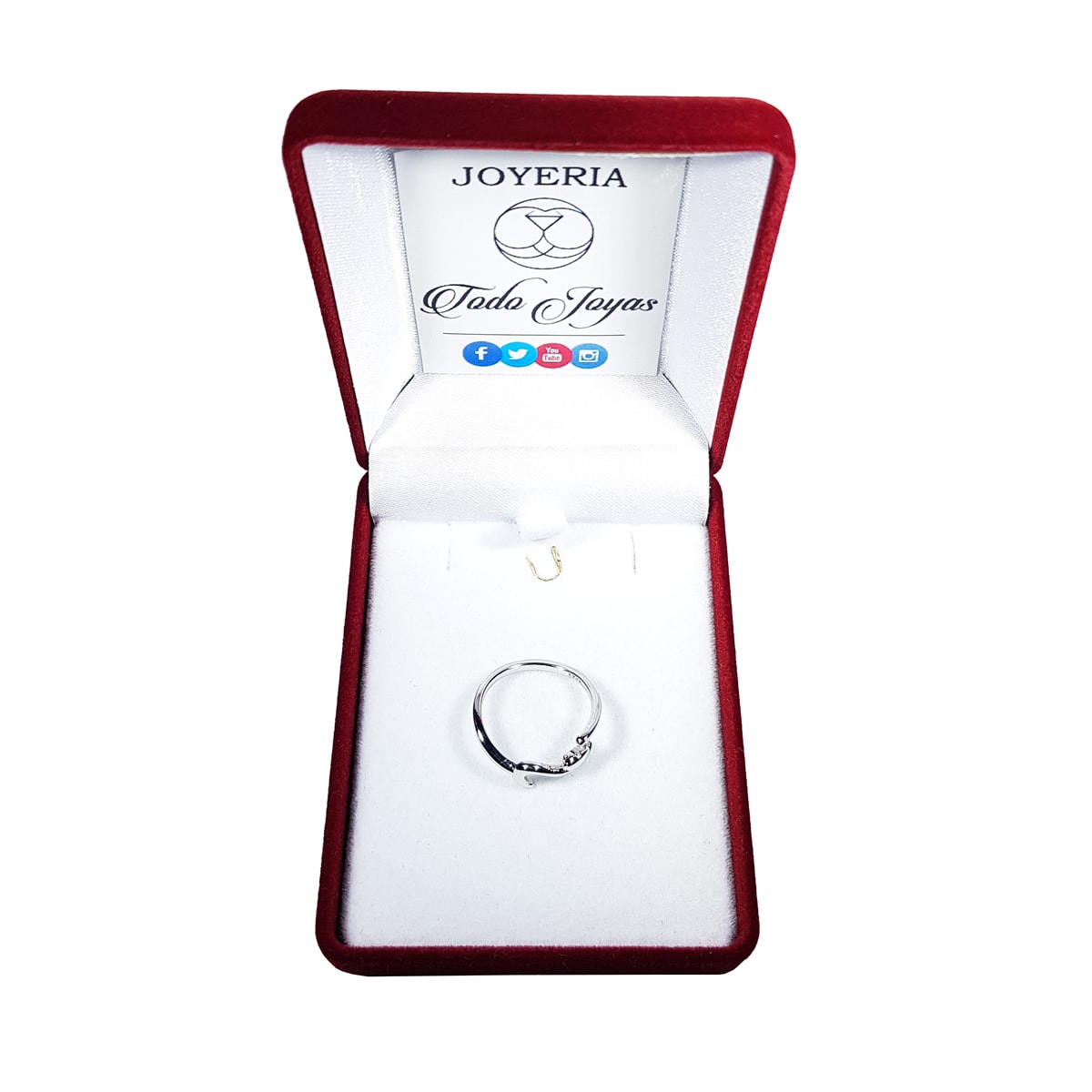 Anillo ajustable con forma de gato plateado | Con cajita